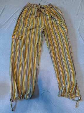 Sundance Striped Drawstring Linen Pants - Multicolor